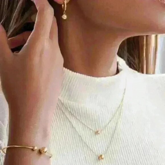 Set of 3 14k Gold over Sterling Silver Bead Necklace + Bracelet + Earrings - Picture 1 of 4